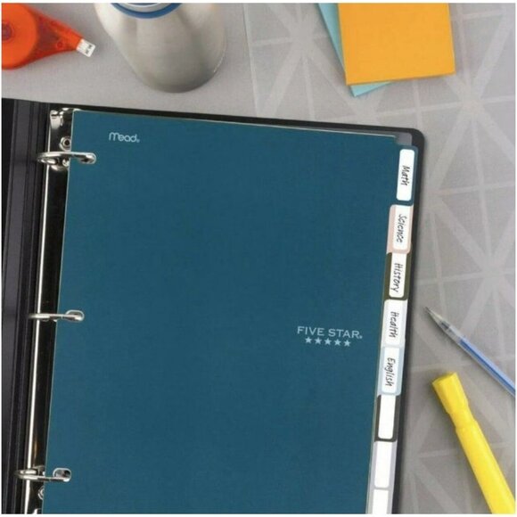 Mead Five 8 count Star 3-hole Punched Color Pop Reversible Tab Divider Set 5Pk 4 - Picture 4 of 6